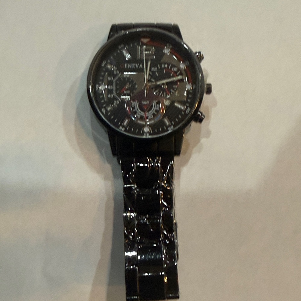 #6 Geneva Black Multi-Function Watch NWT - image 2